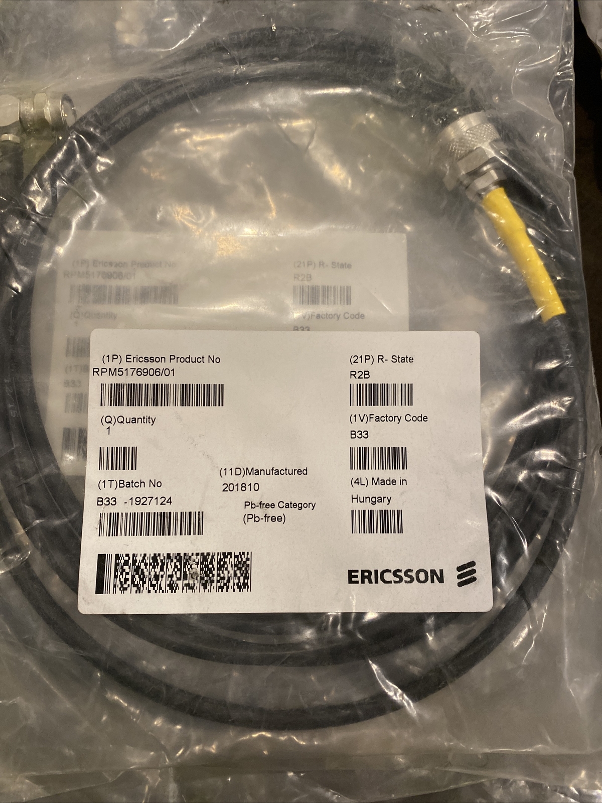NEW - Ericsson rpm 51769006/1 R1A Connection Cable
