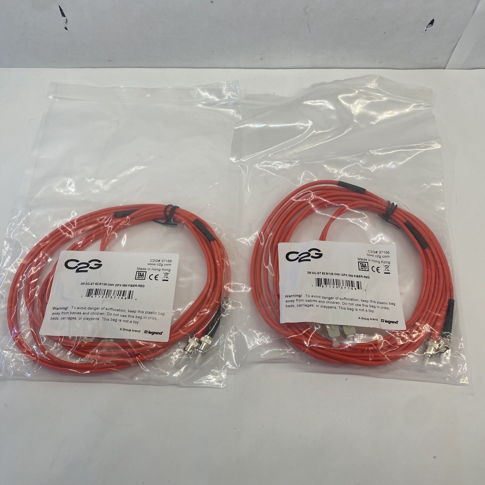 C2G 2M LC-SC 62.5/125 OM1 Duplex Multimode Fiber Optic Cable 37166 X2