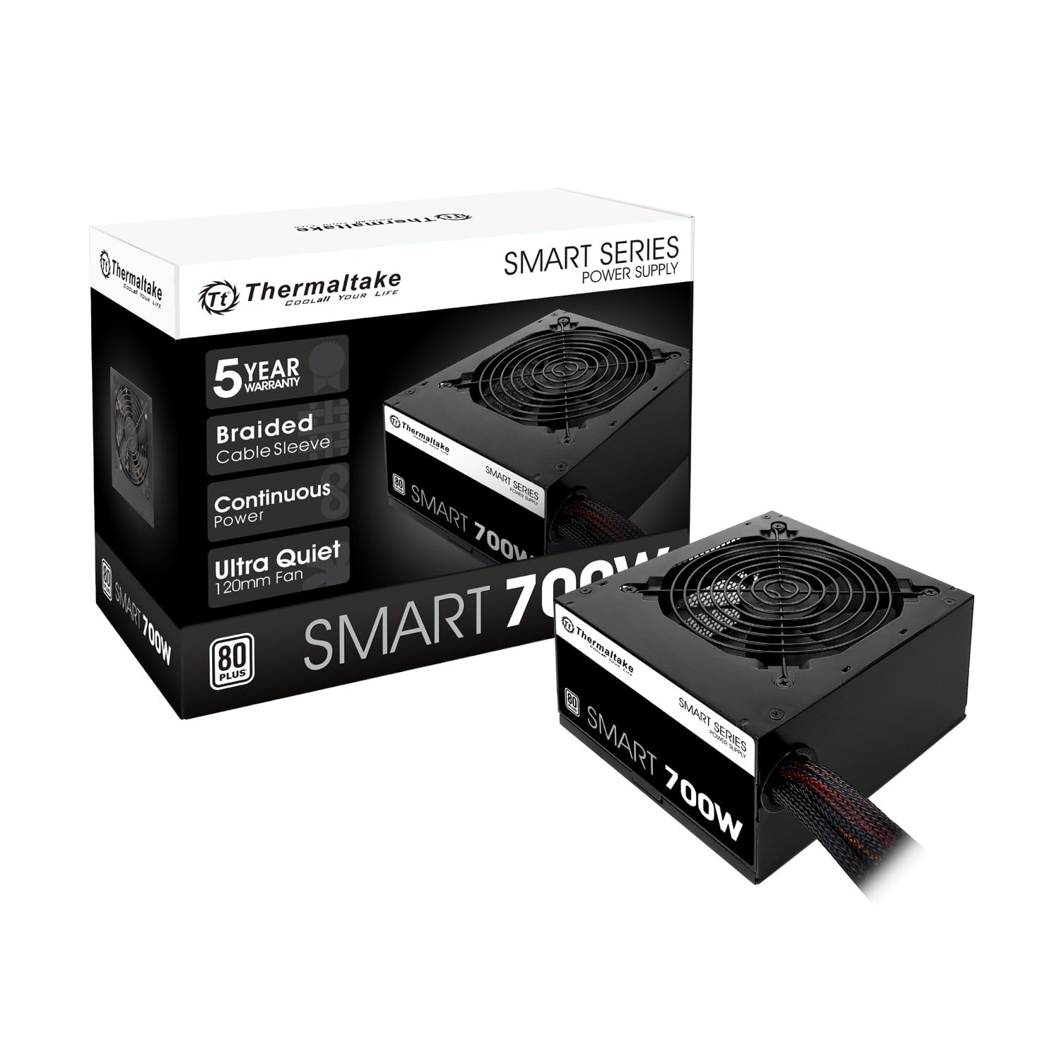 Thermaltake Smart 700W 80+ White Certified Continuous Power with 120mm Ultra