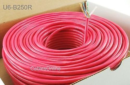 250ft Solid CAT6E CMR 550 Mhz, High-Performance 23 AWG Copper Bulk Cable, Red