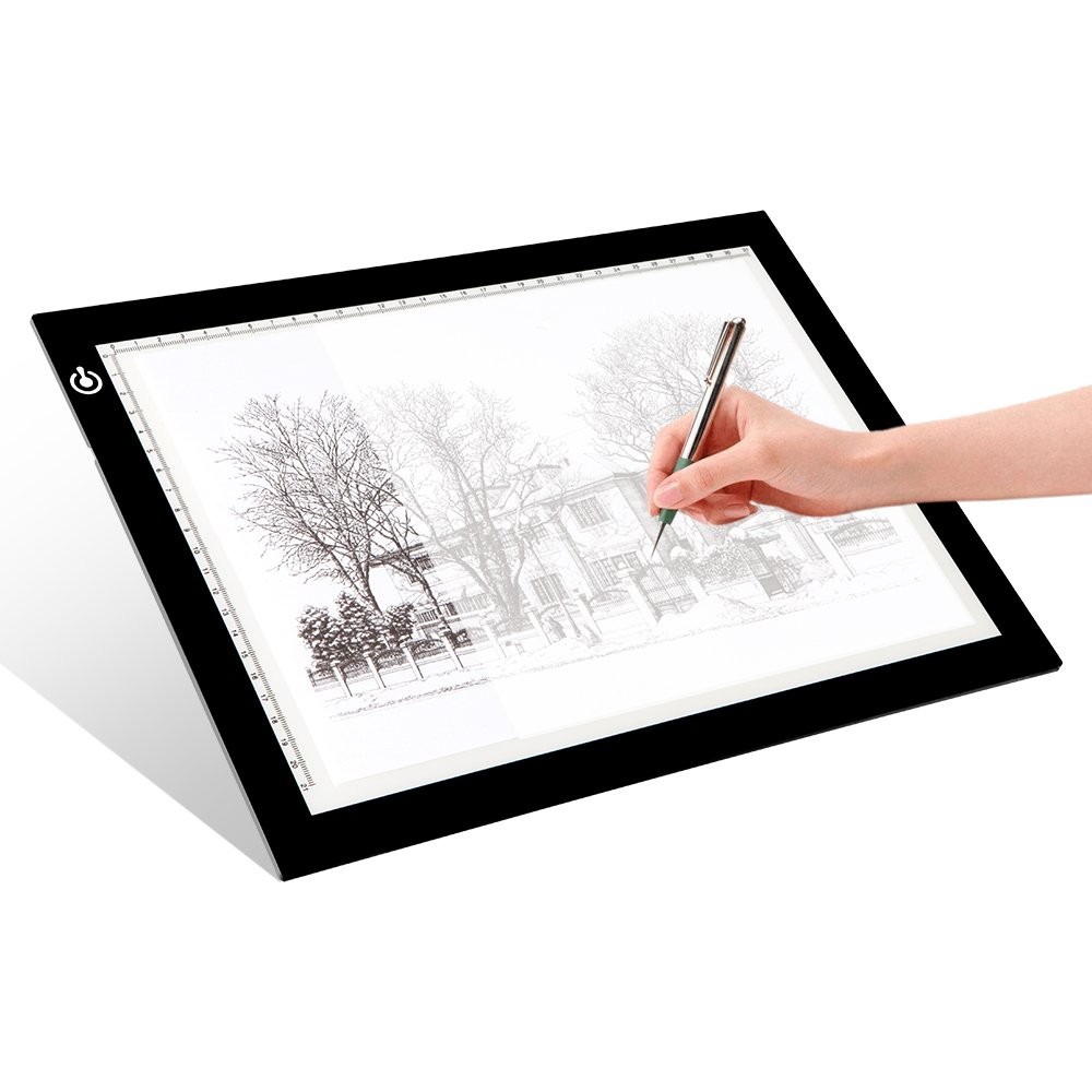 A4 LED Copy Board Light Tracing Box, Ultra-Thin Adjustable USB Power Artcraft...