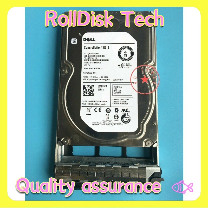 529FG 0529FG Dell 4TB 7.2K 6G 128MB Cache 3.5 SAS HDD Hard Drive ST4000NM0023 B