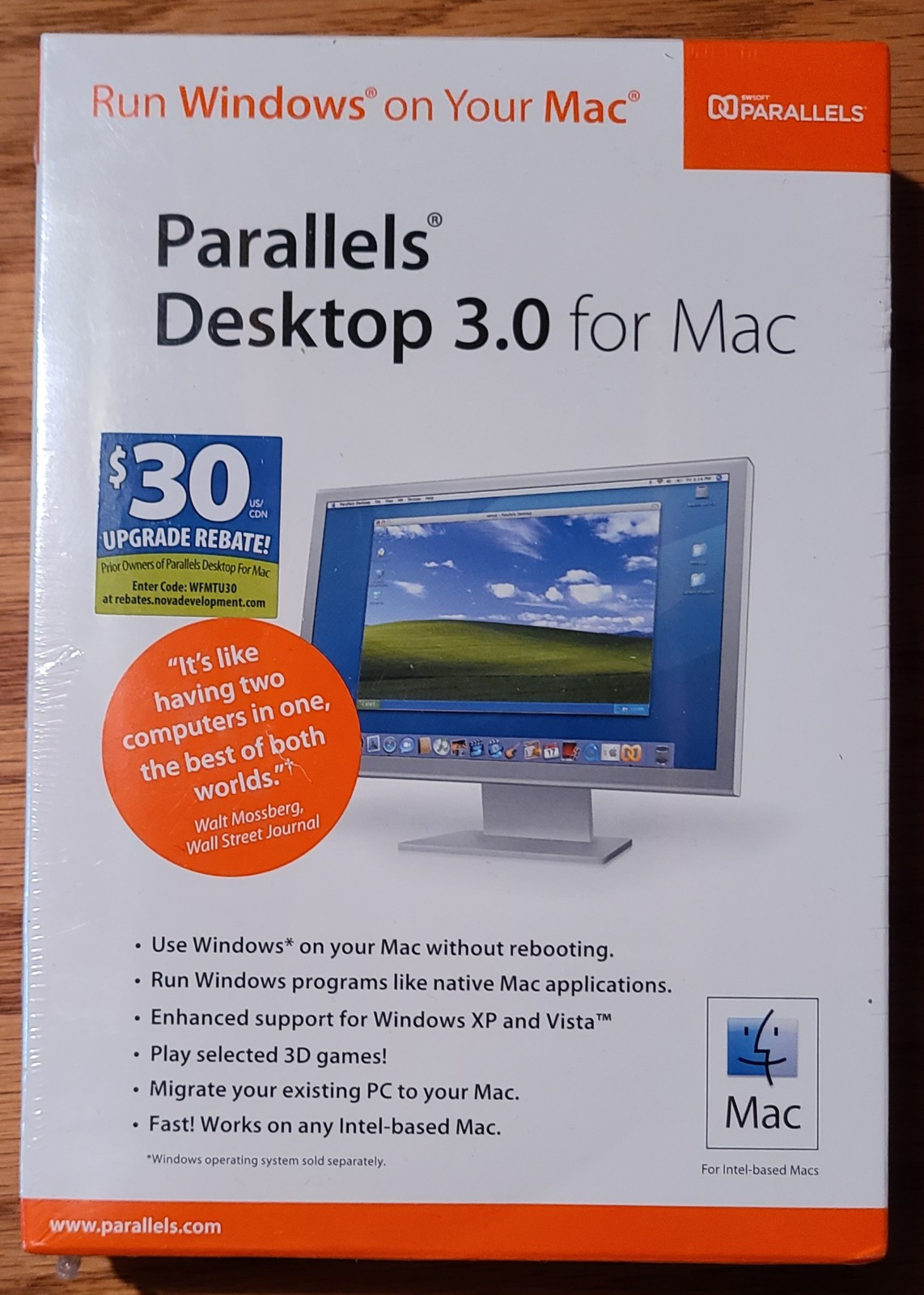 Parallels Desktop 3.0 for Mac Box Software Sealed New Vintage Intel Mac OS X