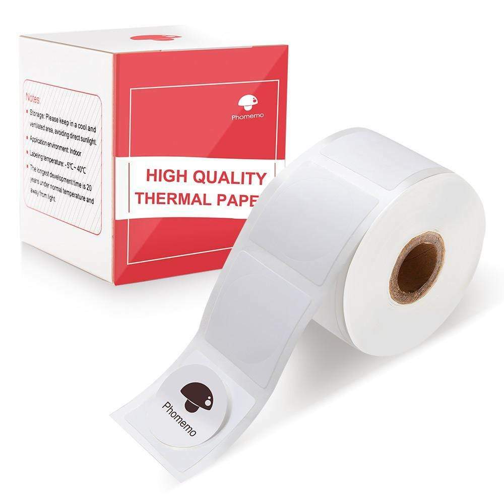 Phomemo M110/M200 Round Self-Adhesive Labels Sticker White/Clear Thermal Paper