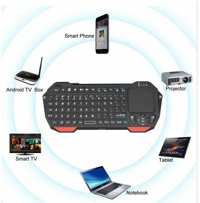 Bluetooth Keyboard Touchpad Smart TV Projector Android iOS Windows Compatible
