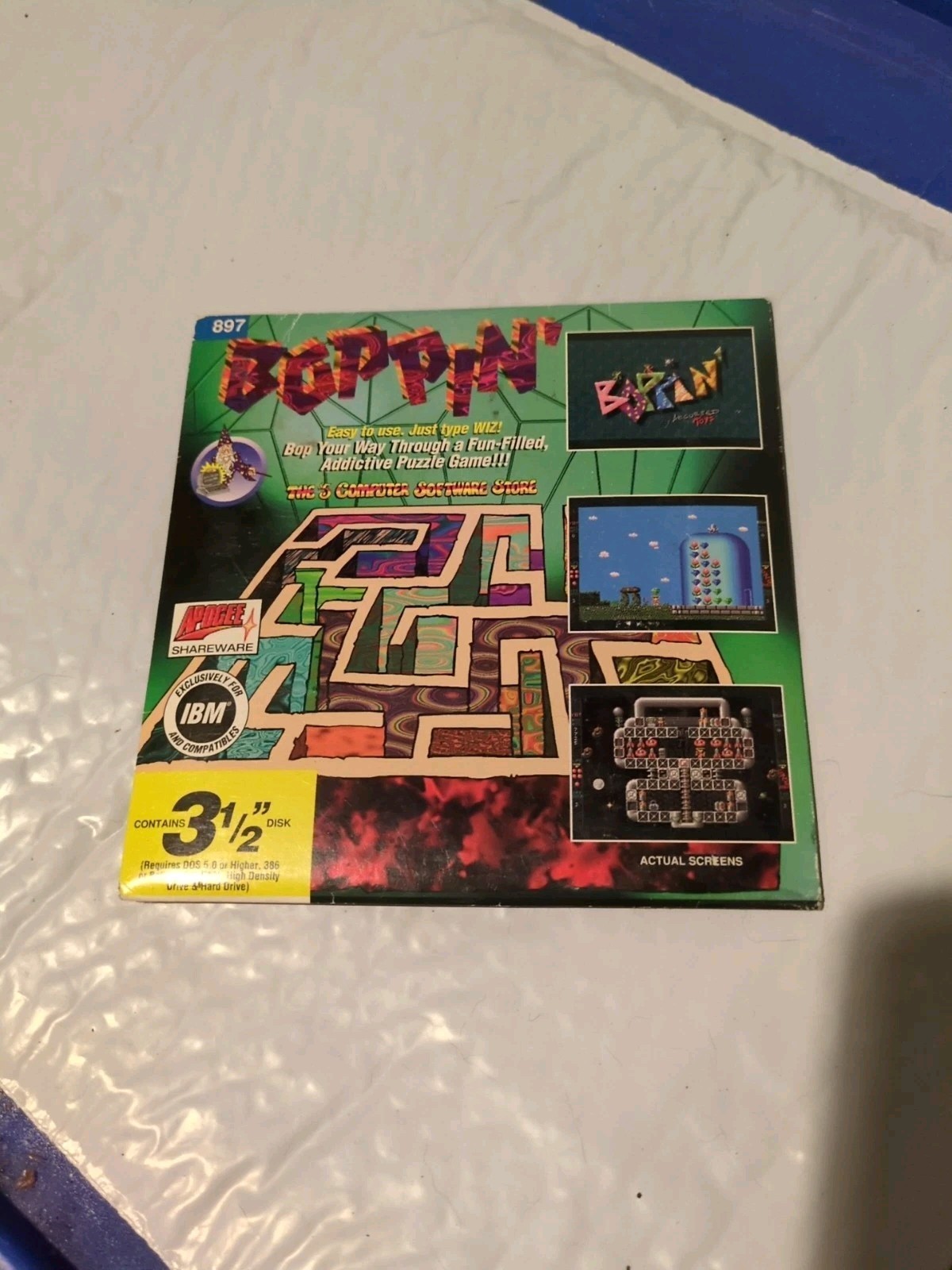 New Vintage 1994 Boppin' Floppy Disc Computer Puzzle Game, Sealed Wiz #897 NOS 