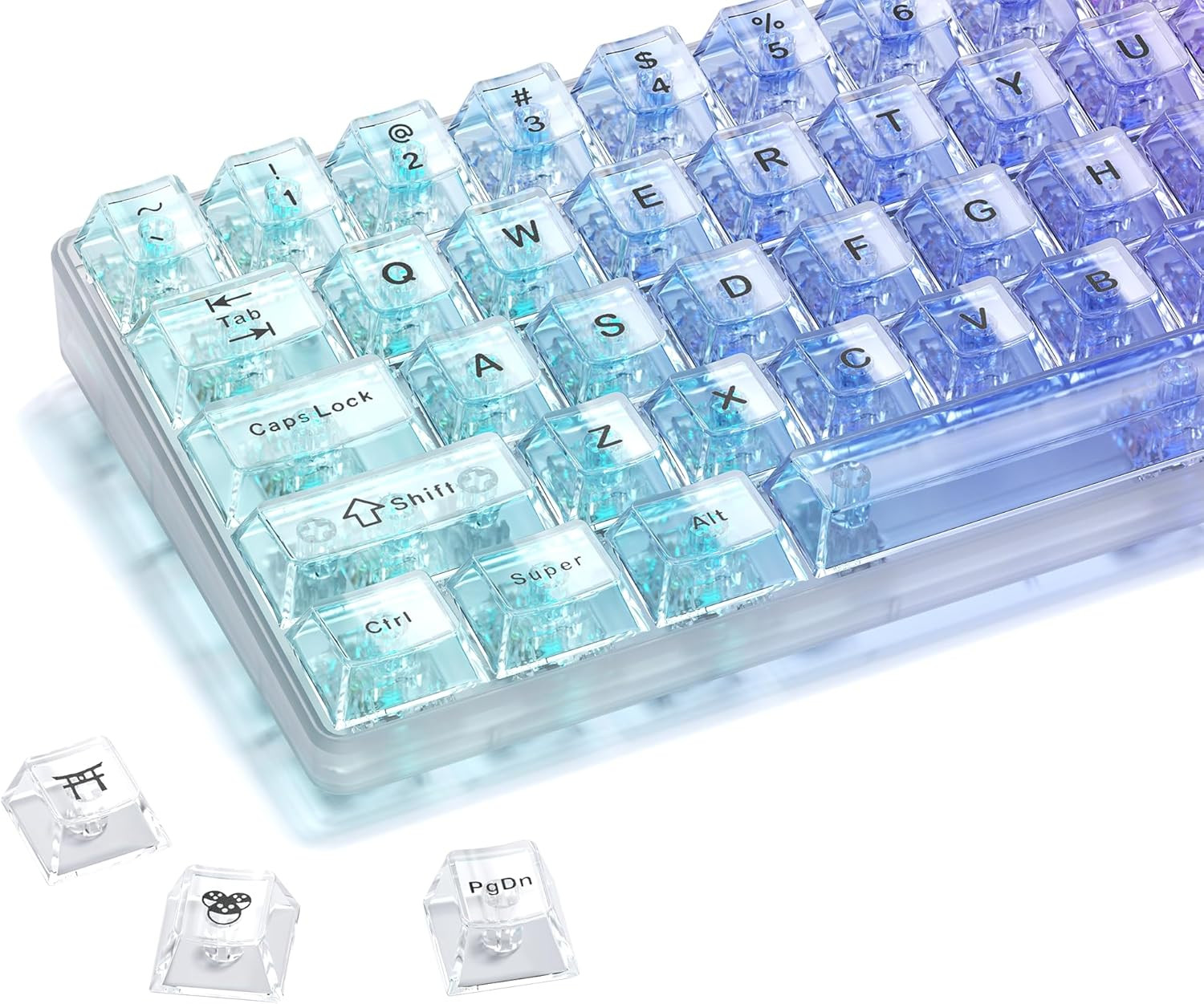 XVX Clear Keycaps, White Transparent Keycaps 60 65 75 100 Percent, Crystal Ce...