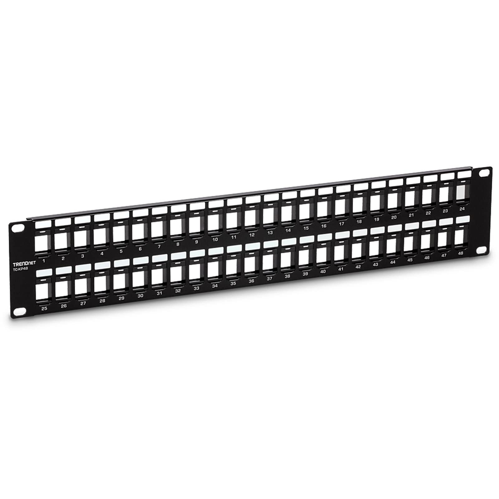 48-Port Blank Keystone 2U HD Patch Panel TC-KP48 2U 19” Metal Rackmount Housi...