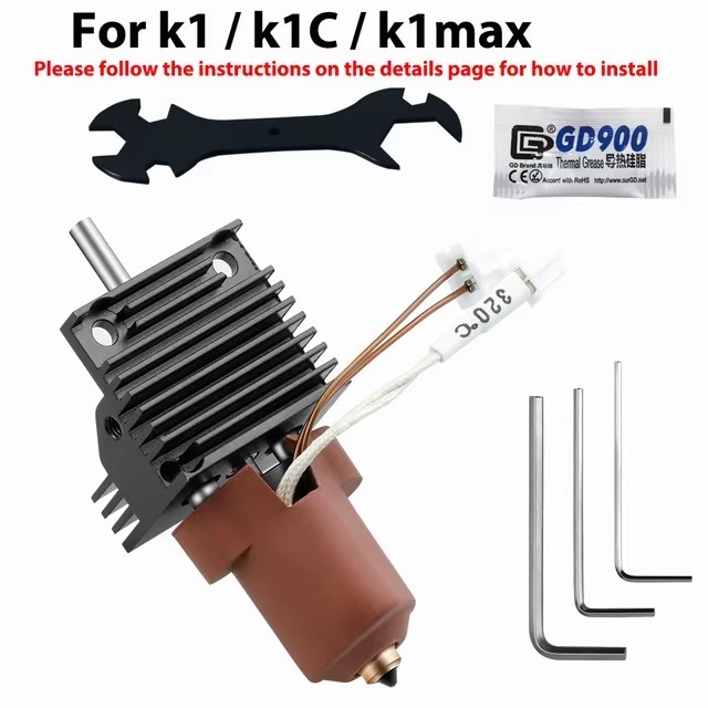 2* 3D Printer For Creality K1 K1C K1 Max Hotend Kit Hardened Steel Nozzle Parts