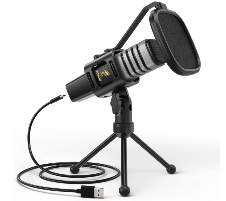 Micrófono USB Gaming Streaming Podcast Con Soporte Trípode Y Montura Antivibraci