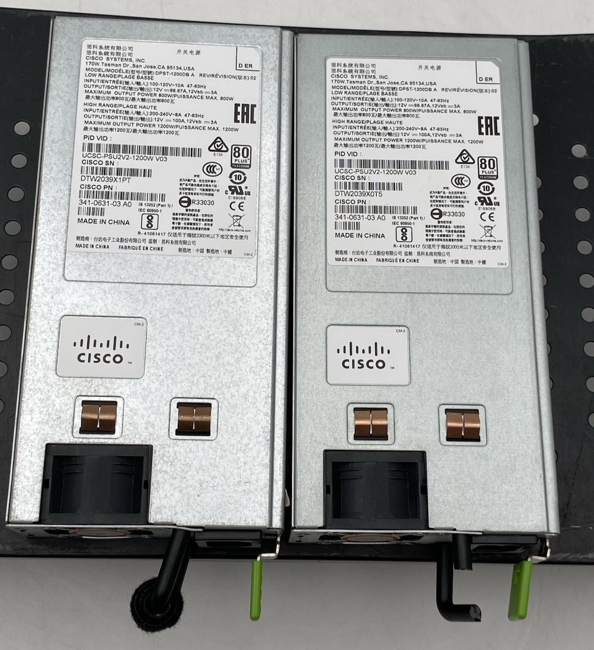LOT OF 2 Cisco DPST-1200DB 1200W Power Supply