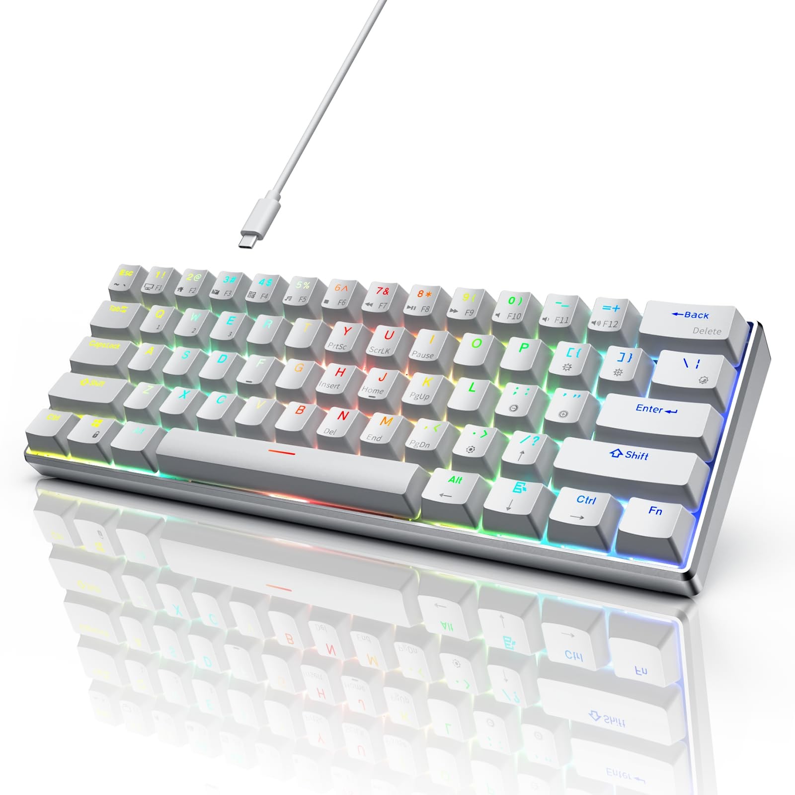 60% Mechanical Keyboard RK61 Pro, Wired Gaming Keyboard Aluminum Frame, Progr...