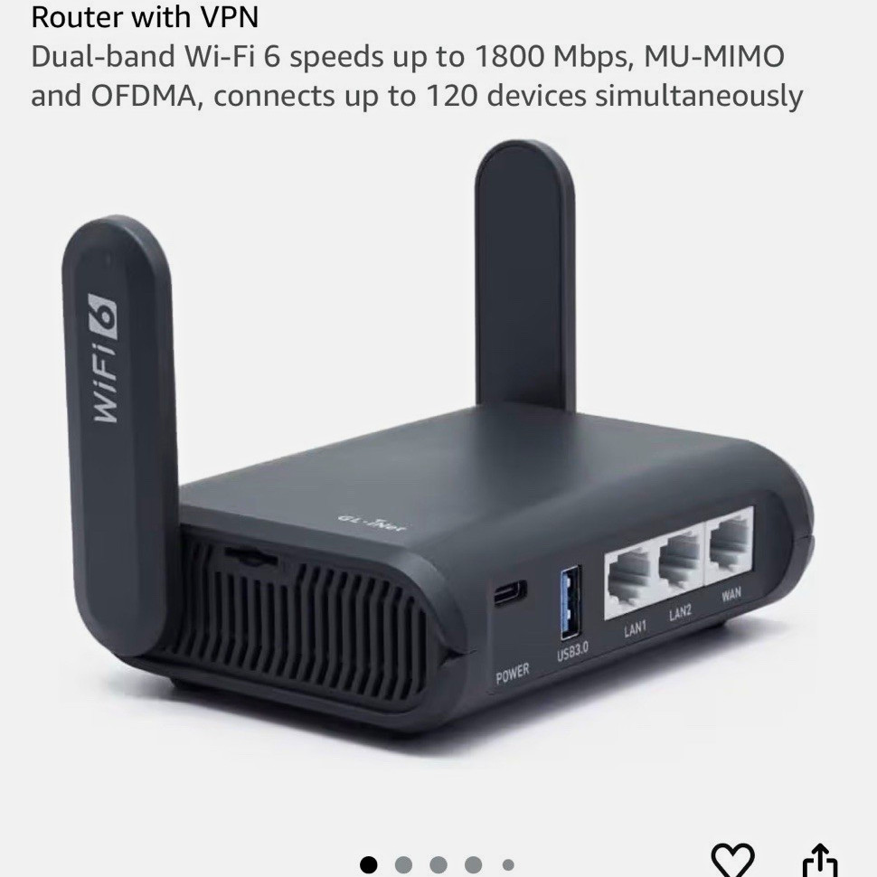 GL.iNet Slate AX GL-AXT1800 Wi‑Fi 6 AX1800 Gigabit Router w/ VPN