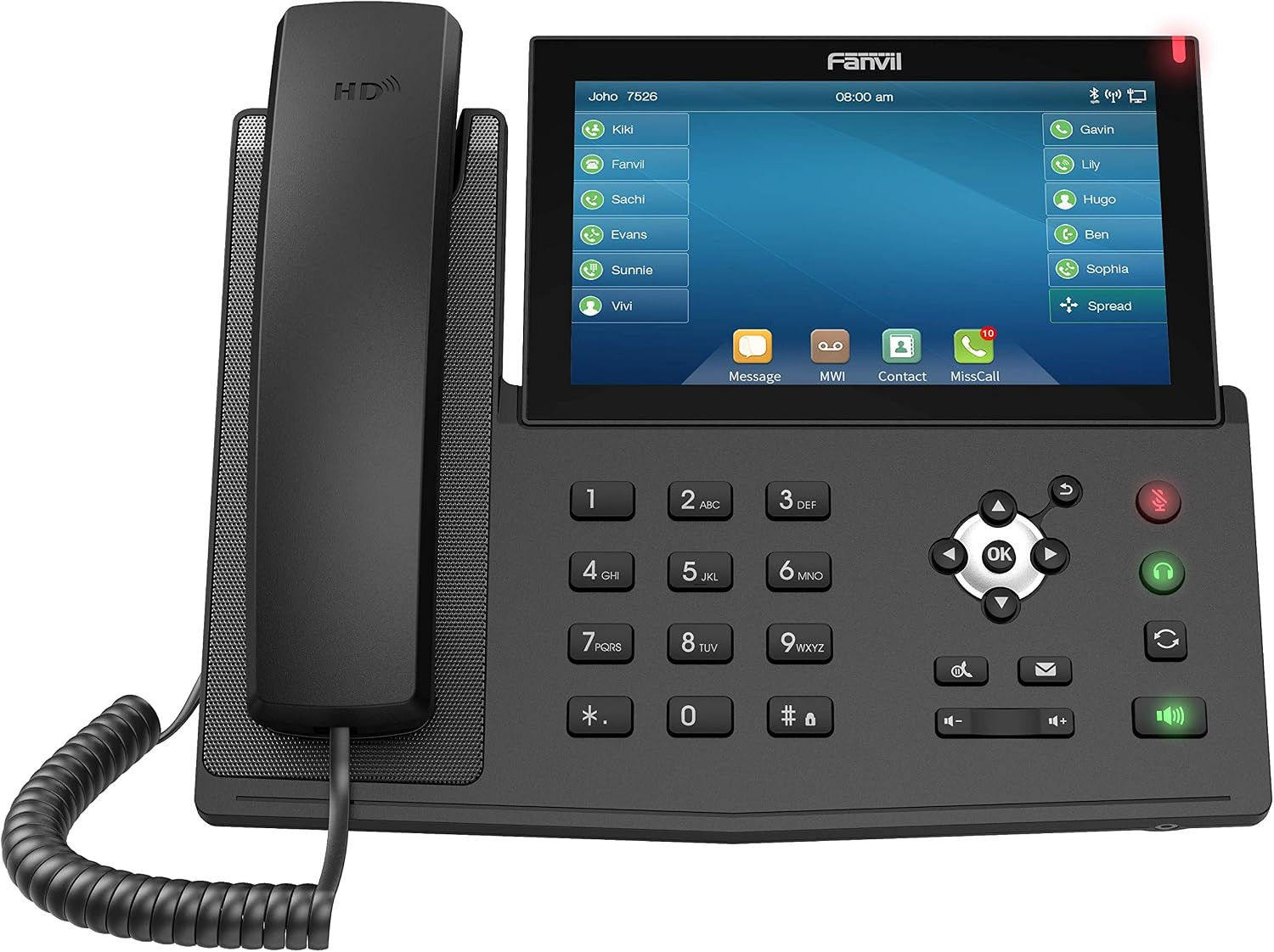 Fanvil X7 Enterprise Voip Phone, 7-Inch Color Touch Screen, 20 SIP Lines, Power