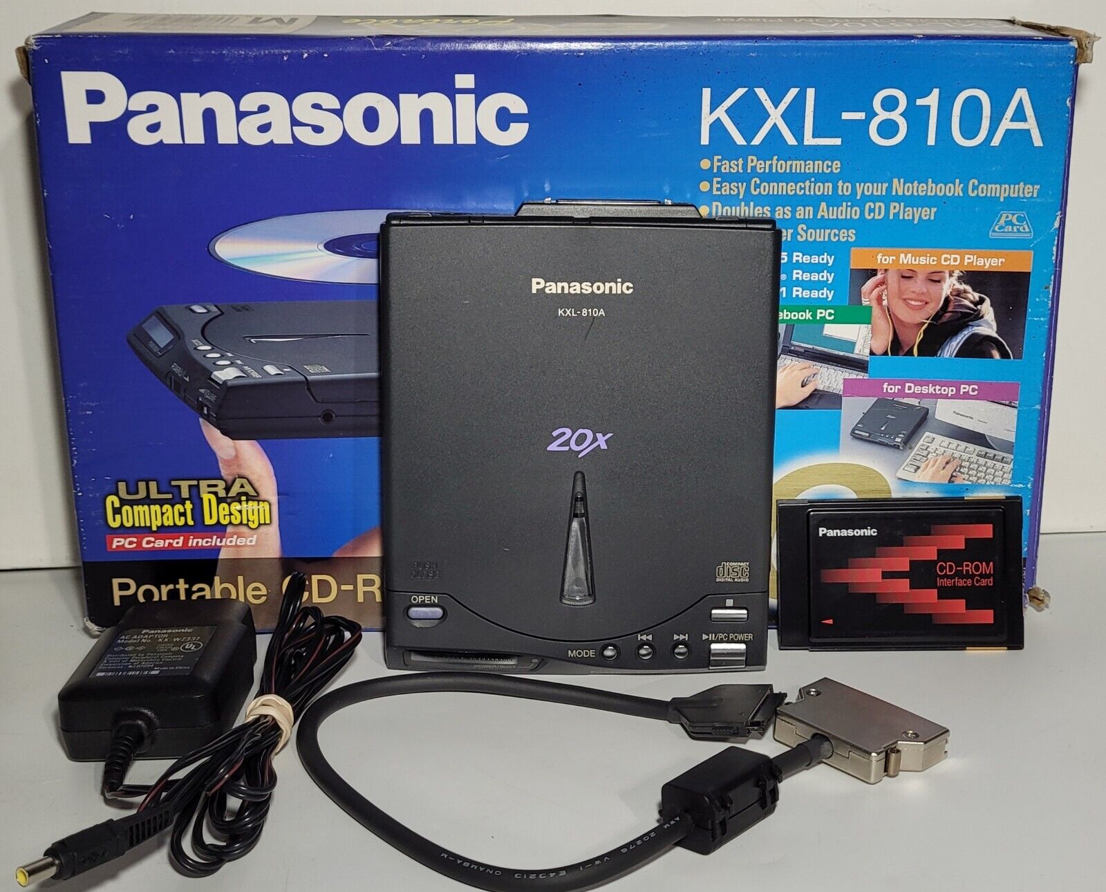 Panasonic CD-ROM Portable Player 20x KXL-810A W/box and Interface card