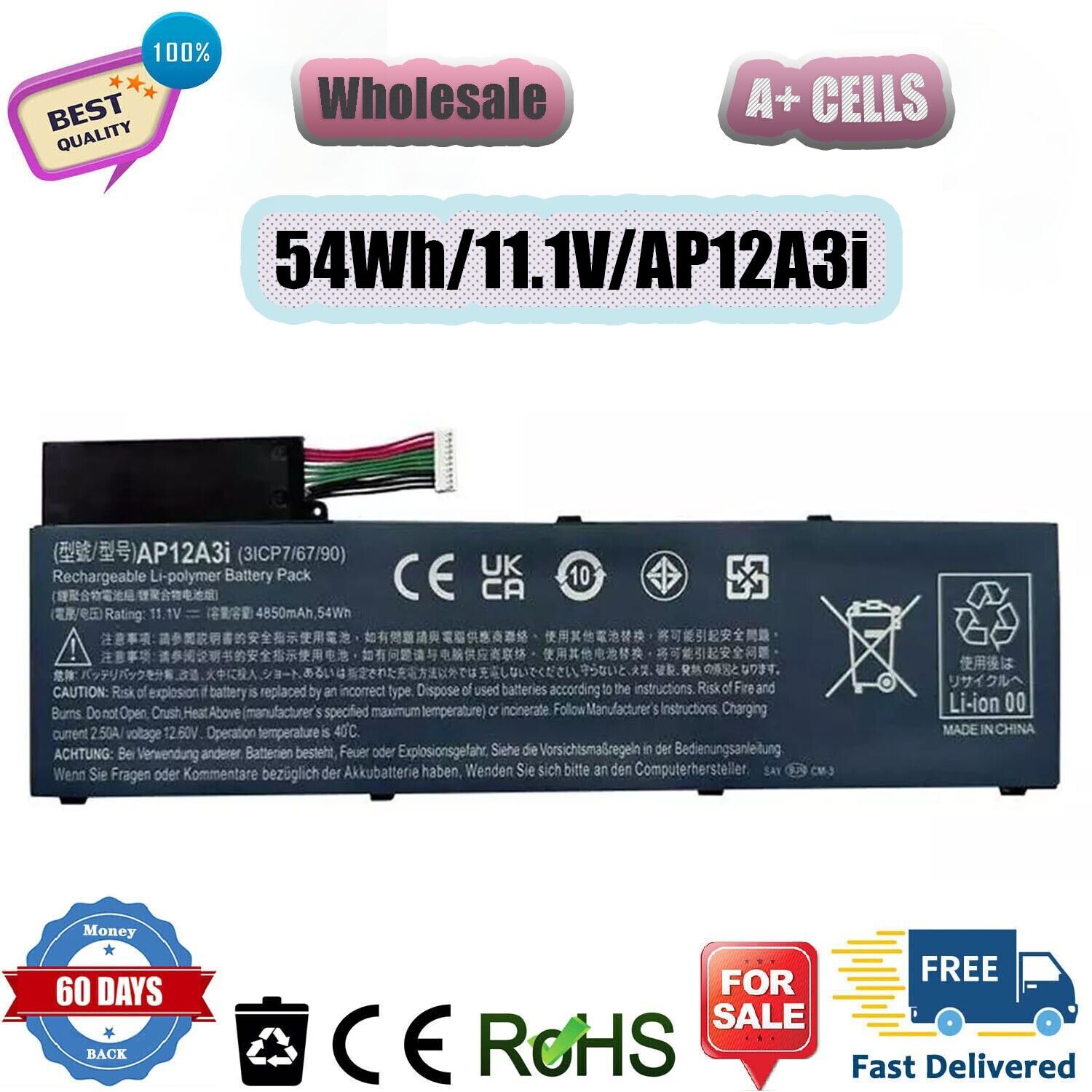 ✅54Wh AP12A3i Battery for Acer Aspire Timeline Ultra U M3-581TG M5-481TG AP12A4i