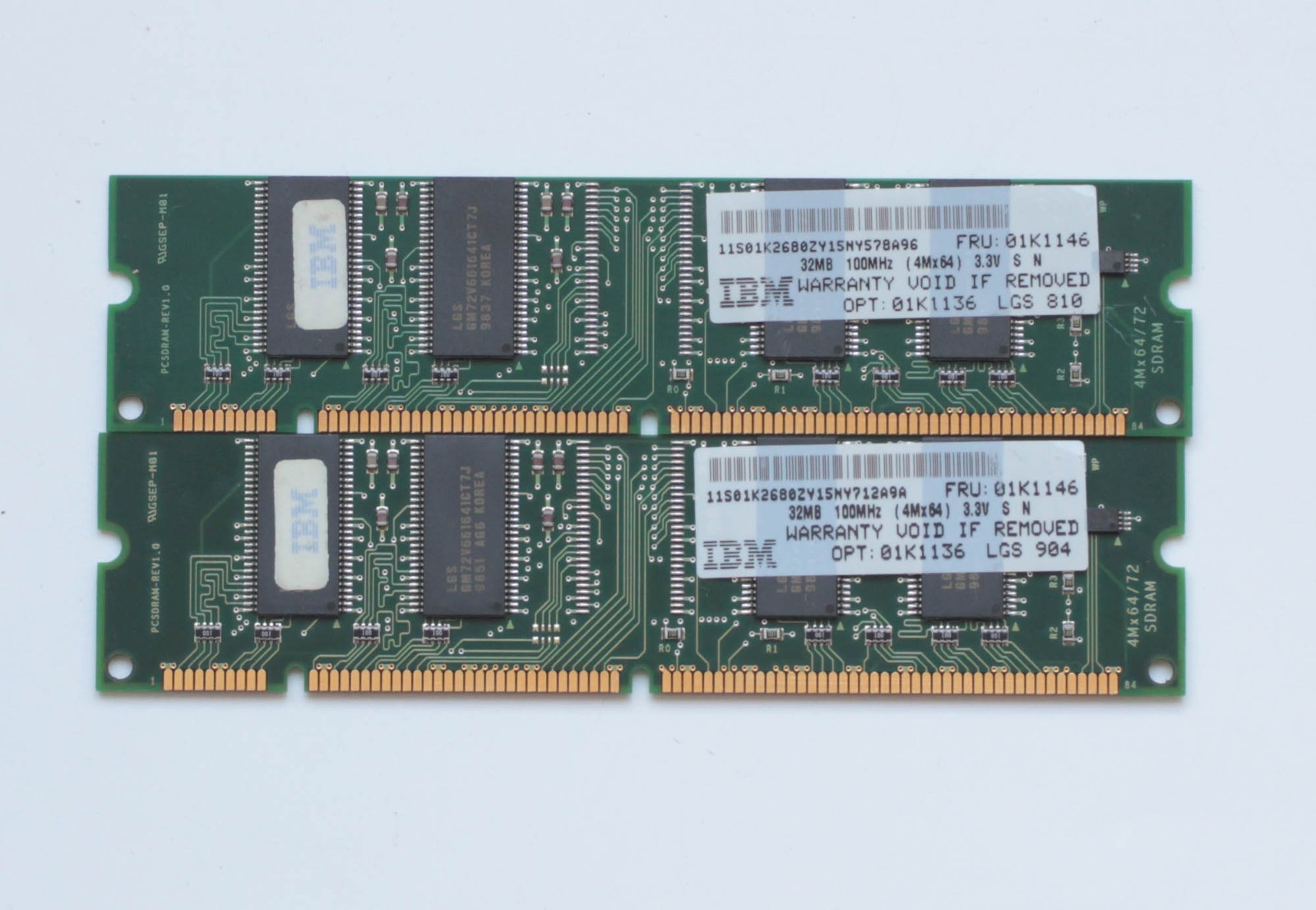 Lot of 2x32MB - SDRAM PC-100 memory - DIMM 168pin - 64MB - TESTED - NO TARIFF