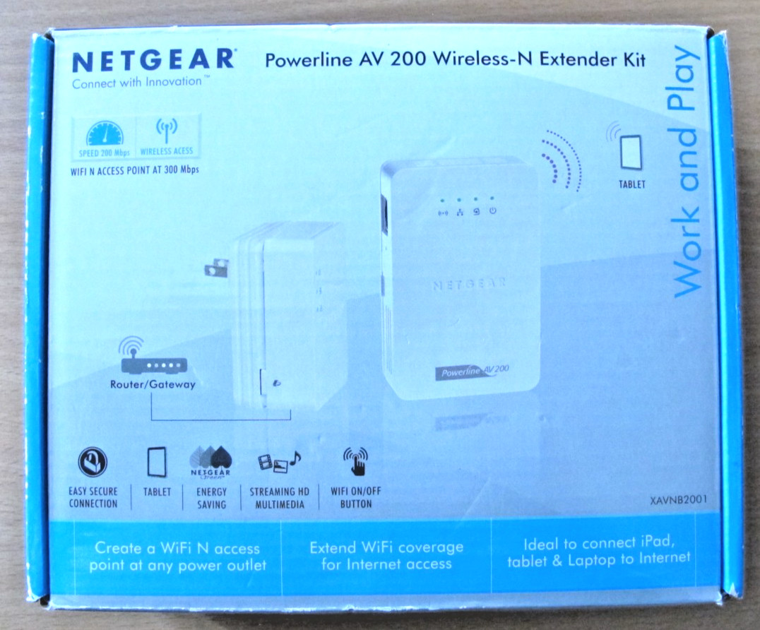 Netgear XAVNB2001 Powerline AV 200 Wireless-N Extender Kit