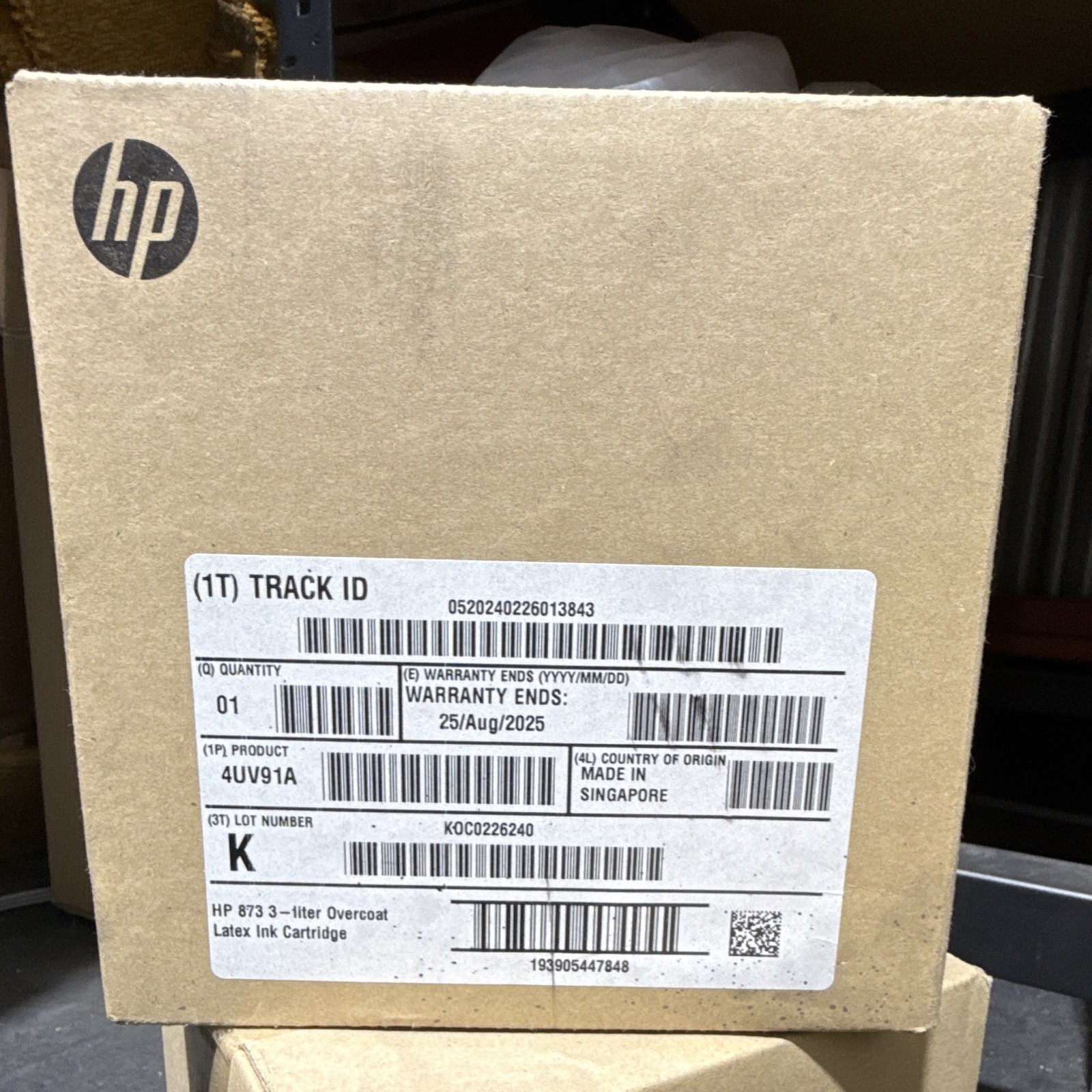 HP 873 3L Overcoat Latex Ink Cartridge Genuine/Original Inkjet For HP 4UV91A