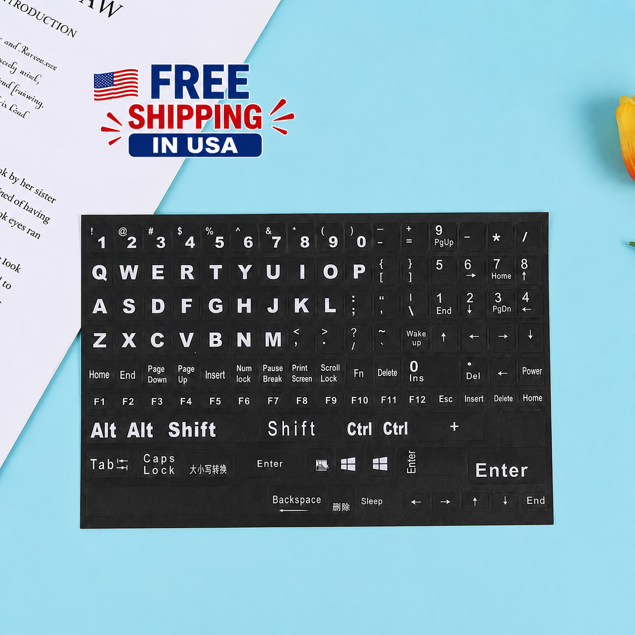 1x Universal English Keyboard Stickers Replacement Letters Computer Laptop PC.