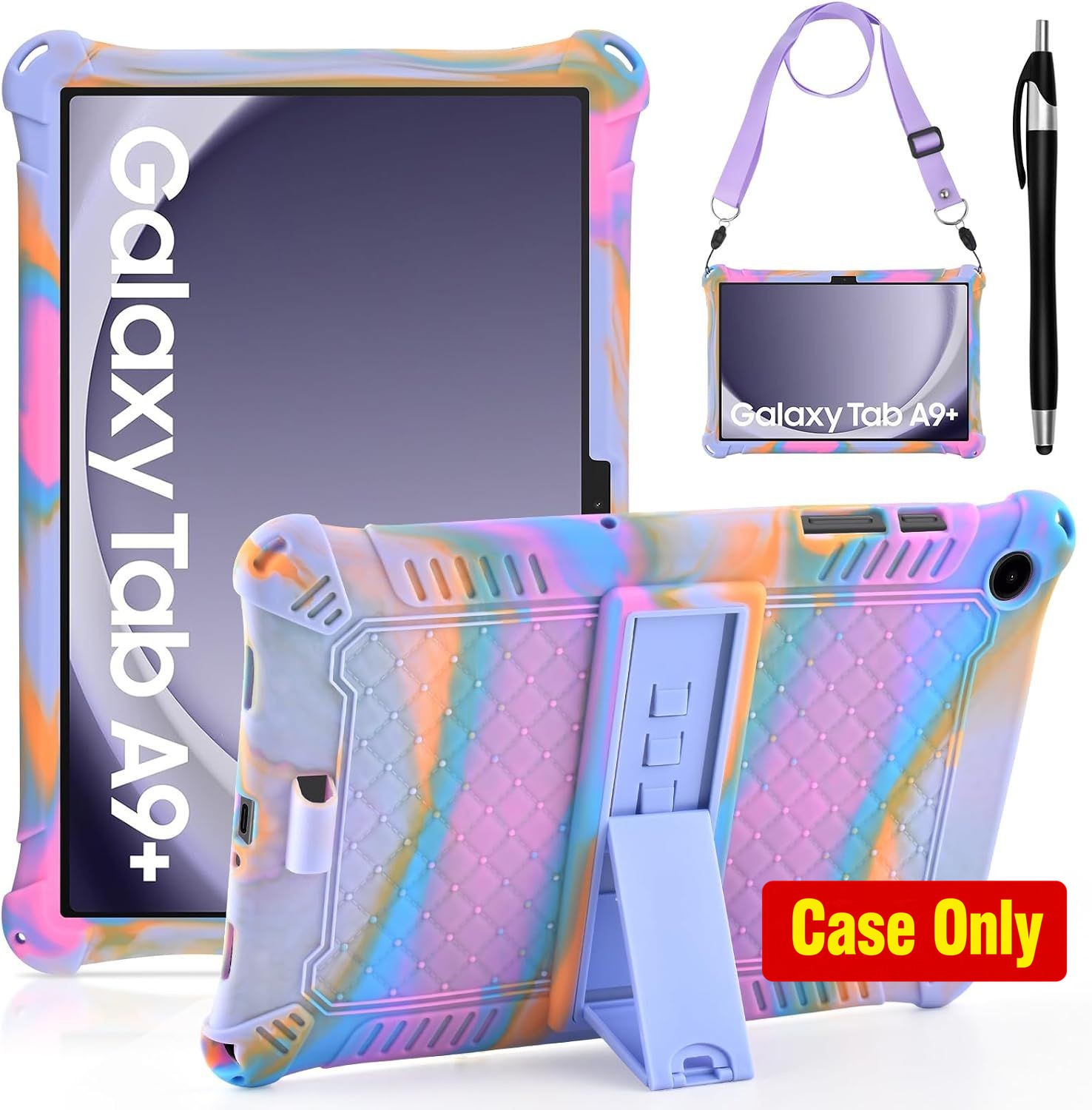 Soft Silicone Case for 2023 Samsung Galaxy Tab A9 Plus 11" with Shoulder Strap