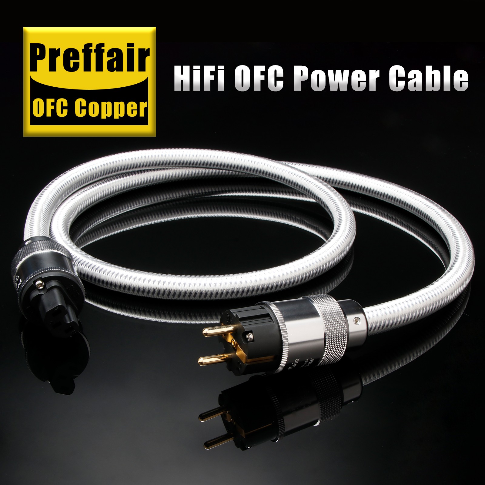 OFC Pure Copper Hi-end Audio Power Cable EU Schuko AC Mains Supply Cord