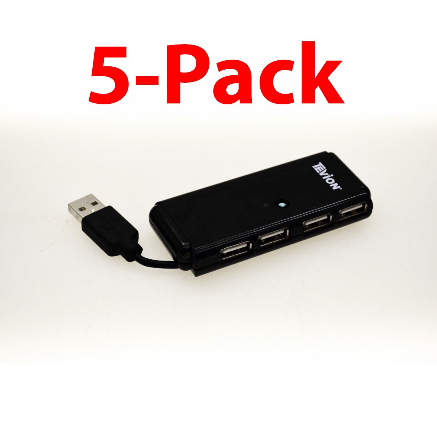 (5-Pack) Mini 4 Port USB 2.0 High Speed Hub 480 Mbps for PC Laptop Black