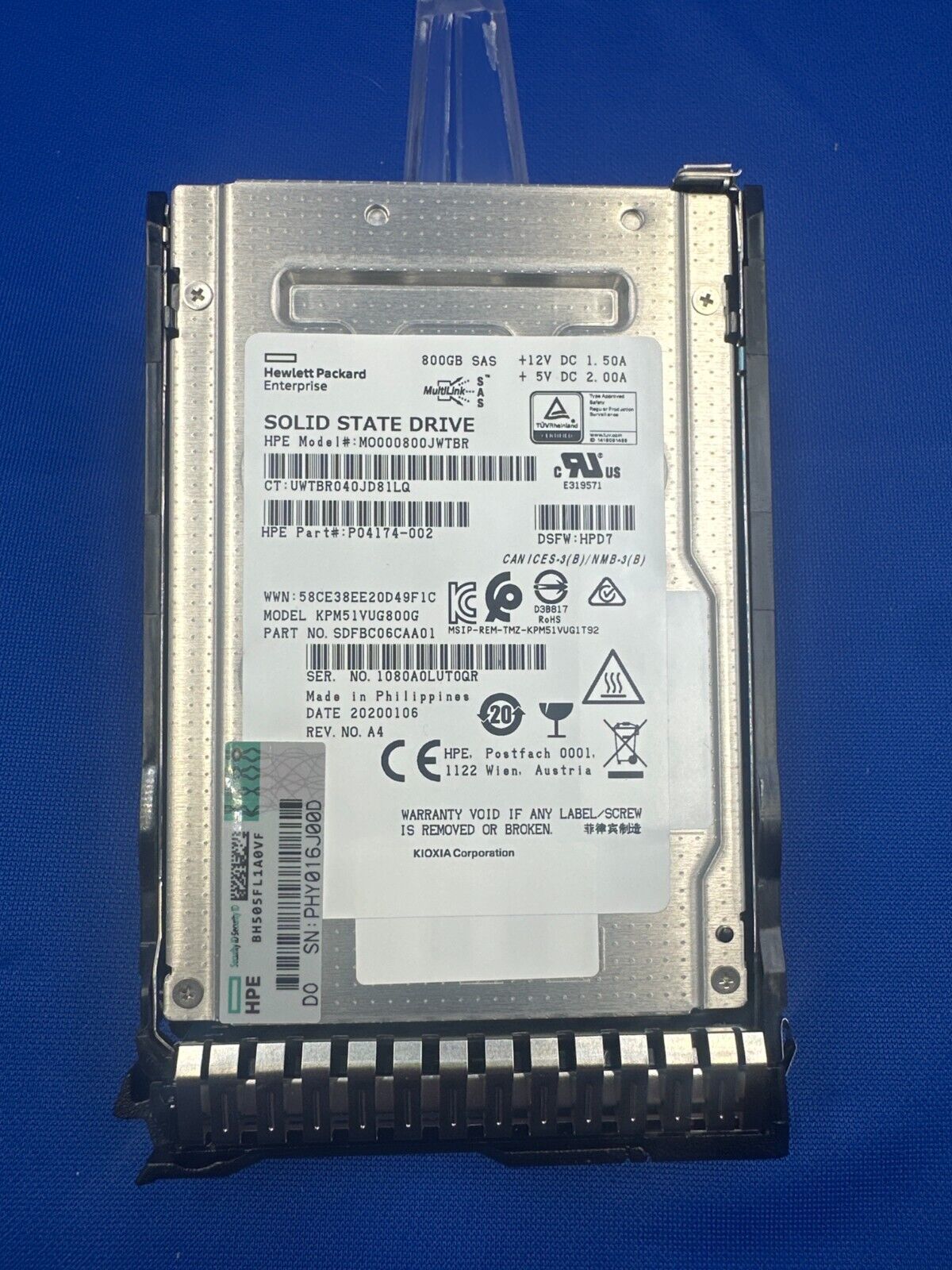 P04527-B21 HPE 800GB SAS 12G MIXED USE SFF SC PM1645A SSD P06577-001 MO000800JWT