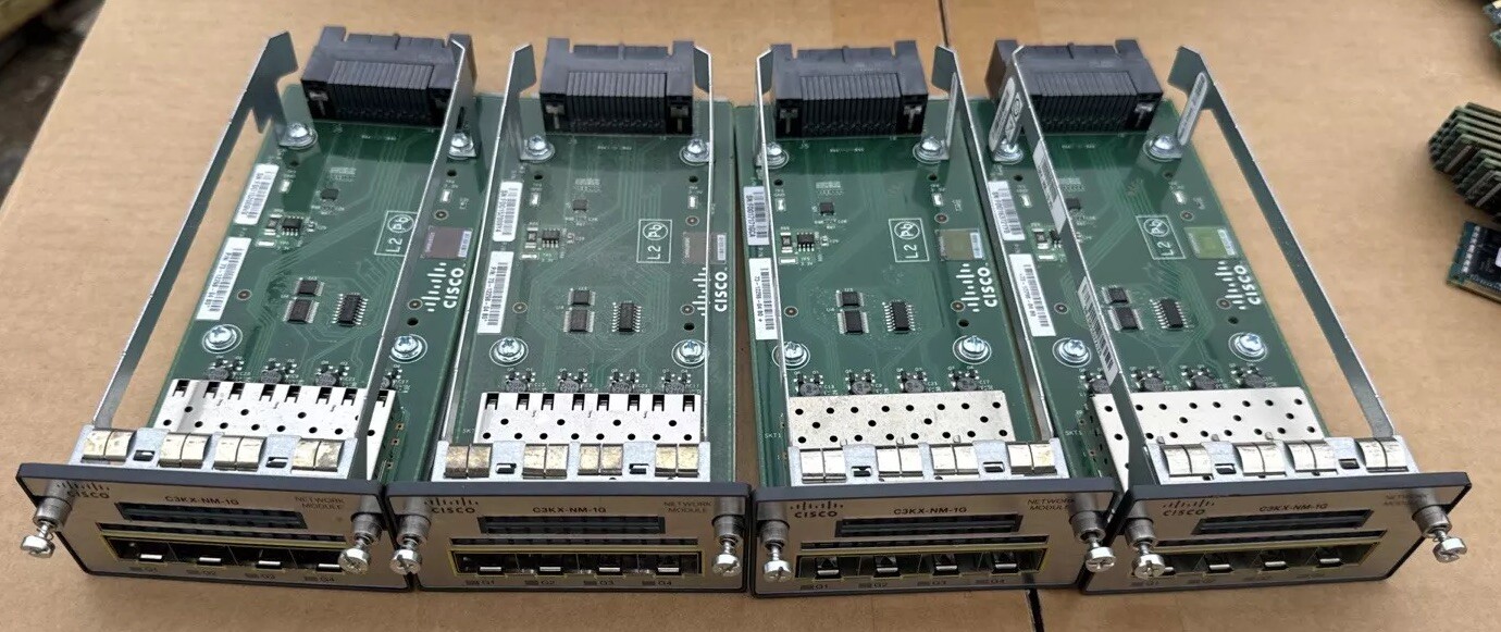 Lot Of 4 Cisco C3KX-NM-1G Quad Ports SFP Network Module P/N:73-12298-04