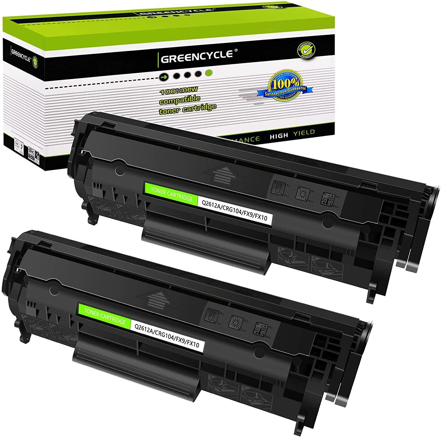 GREENCYCLE 2PK Q2612A 12A Toner Cartridge Compatible with HP LaserJet 1018 1022n