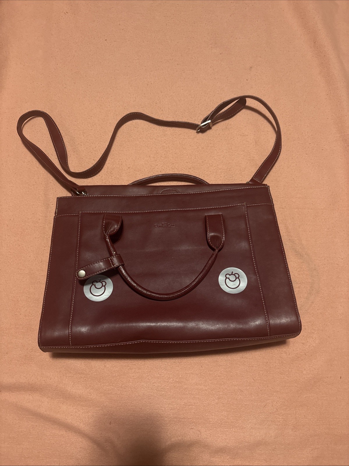 Compucase Red Laptop PC Leather Case With Several Pockets 