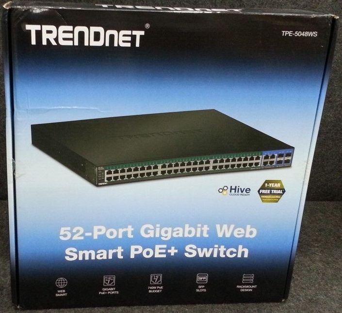 NIB TRENDNET TPE-5048WS 52-Port Gigabit Web Smart PoE+ Switch 740W L2 Managed