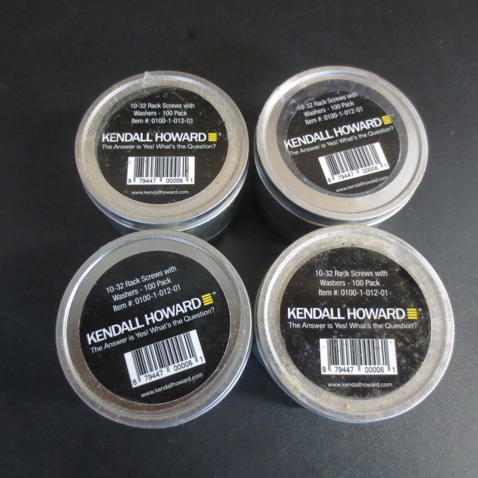 KENDALL HOWARD 10-32 Rack Screws w/Washers - 100 Pack (30D1-042HD) 4 TINS