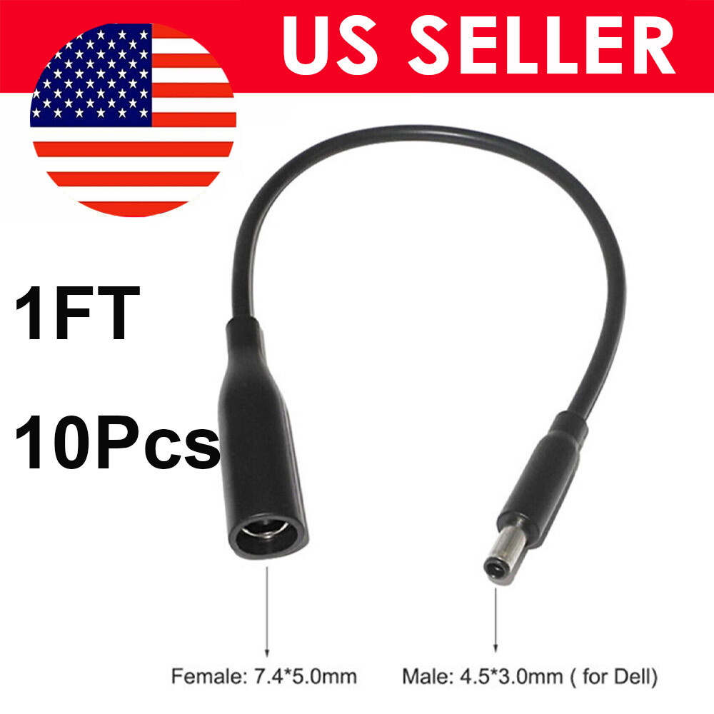 10x 1ft Power Charger Converter Adapter Cable 7.4mm To 4.5mm For dell Small Tips
