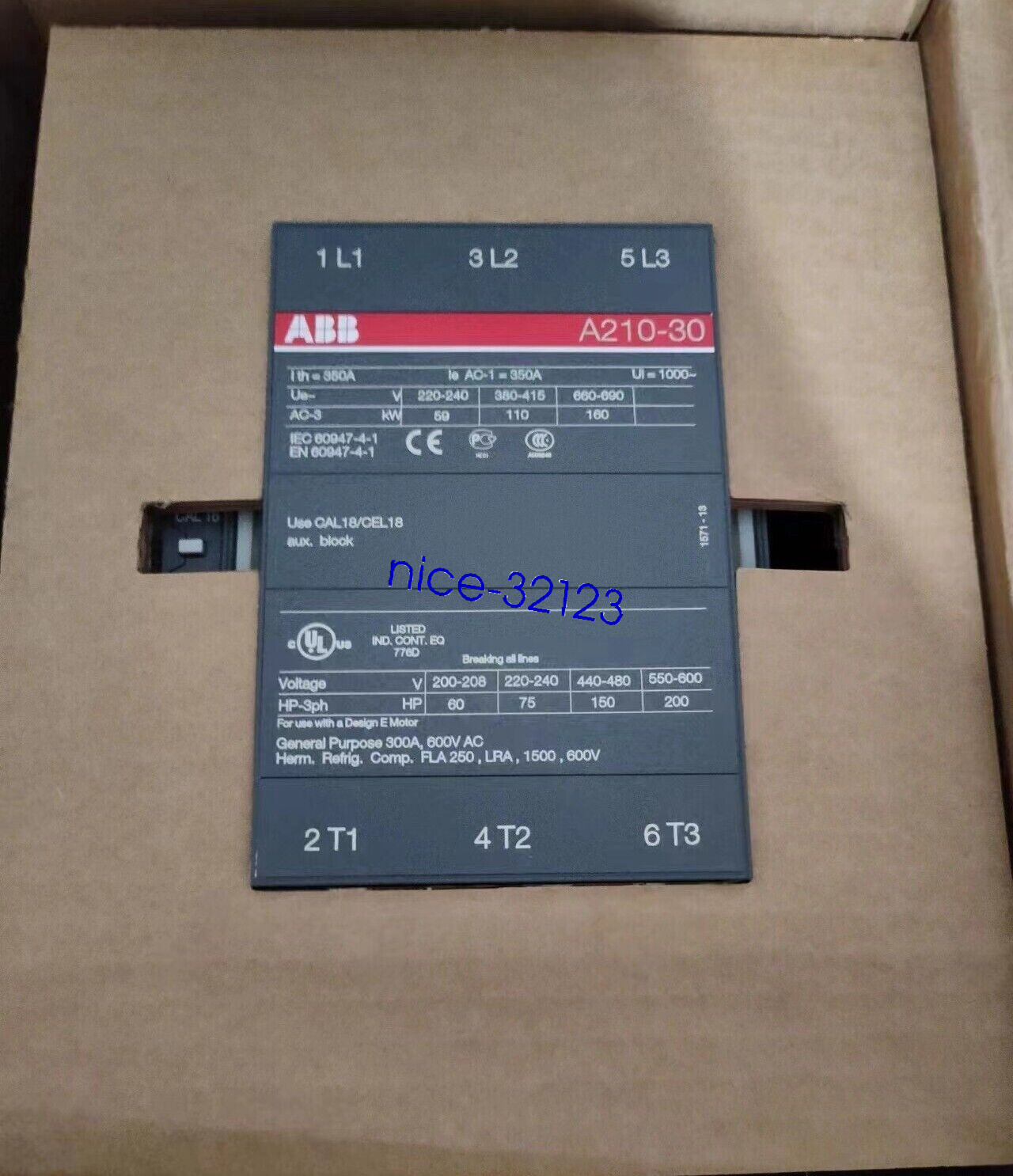1pc ABB A210-30-11 Contactor 110V50Hz/110-120V60Hz 1SFL511001R8411 FEDEX/DHL