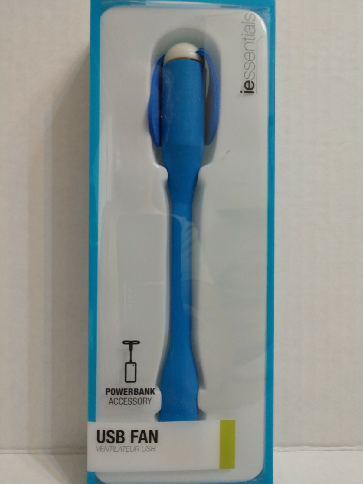 iessentials USB FAN (Blue)-NEW in box- plug into power bank or any USB port