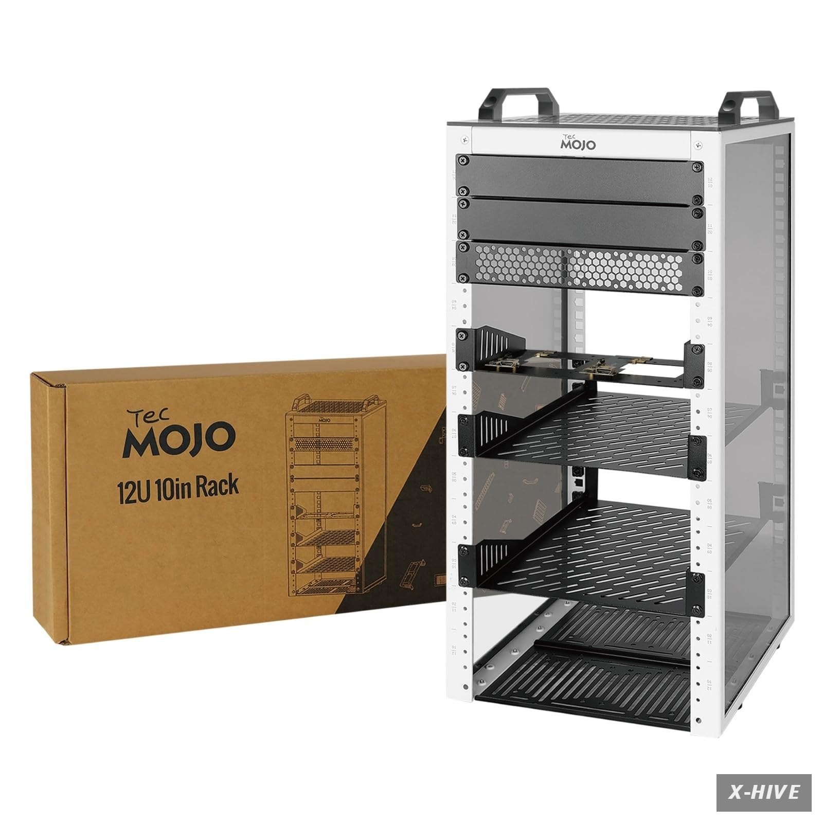 12U 10 Inch Mini Server Rack Network Cabinet 2 Top Handles White 10.23" Deep