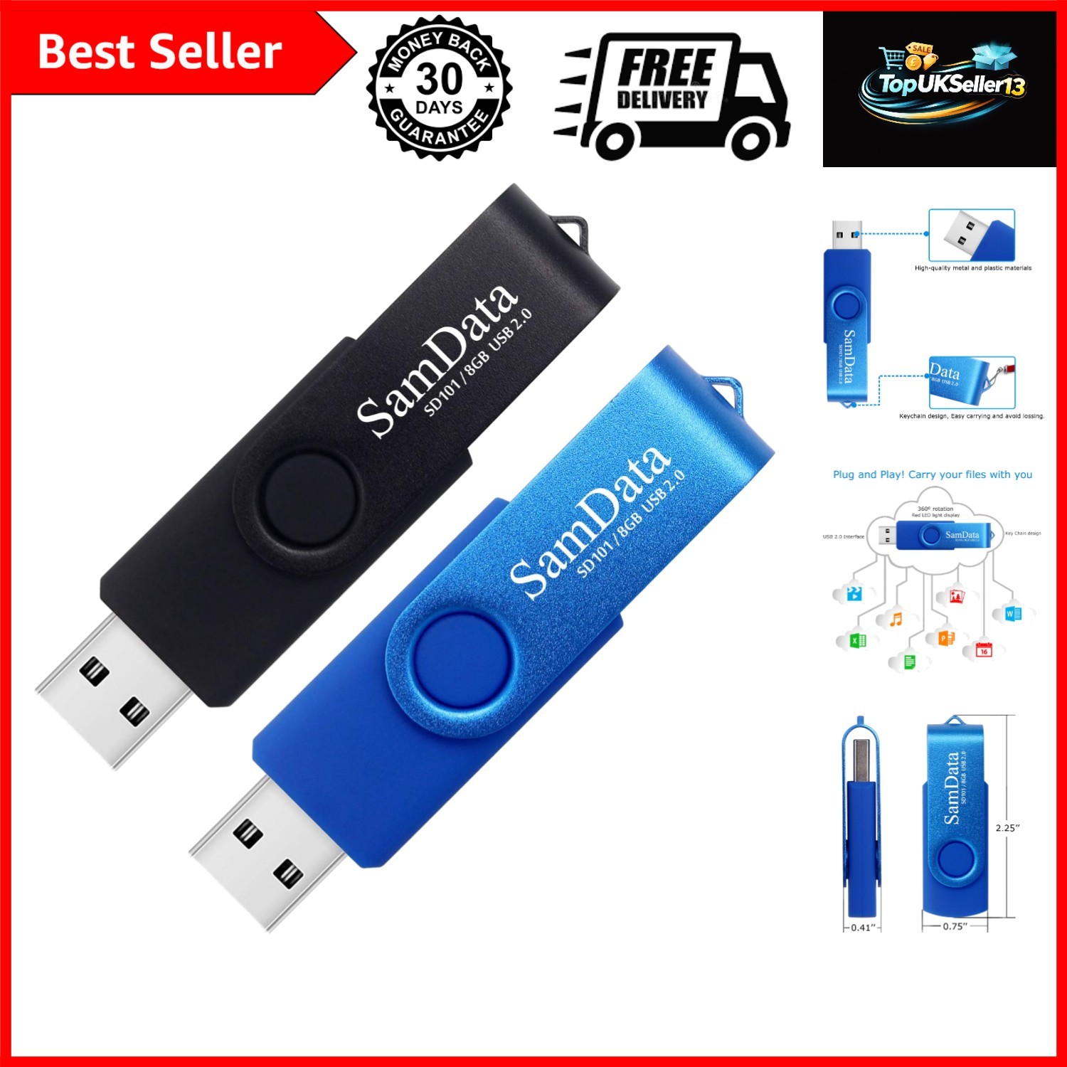 8GB USB Flash Drives 2 Pack 8GB Thumb Drives Memory Stick Jump Drive with LED...