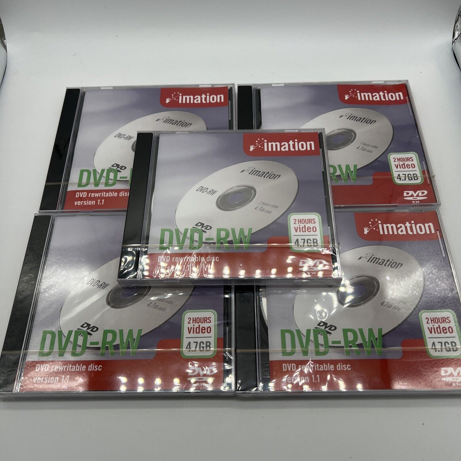 Vintage Imation DVD+RW 4.7 GB Rewriteable Discs Lot of 5 SEALED