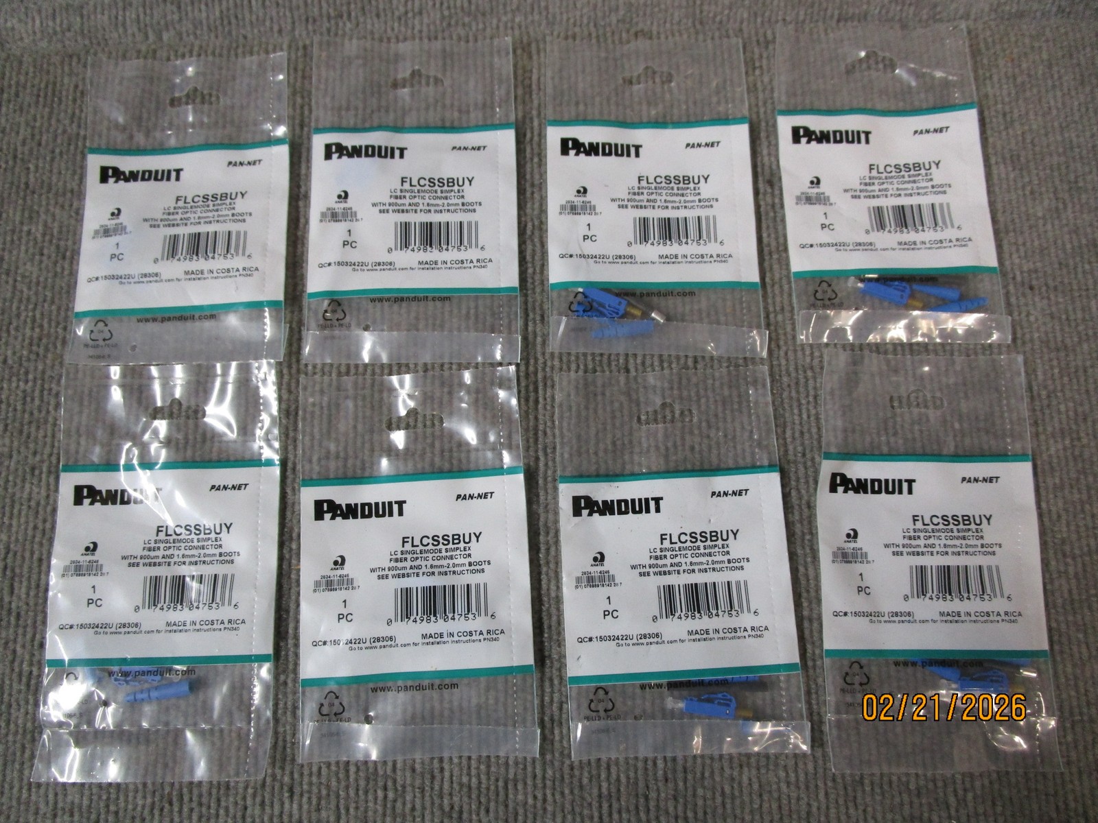 8 Panduit FLCSSBUY Single Mode Simplex Fiber Optic Connector