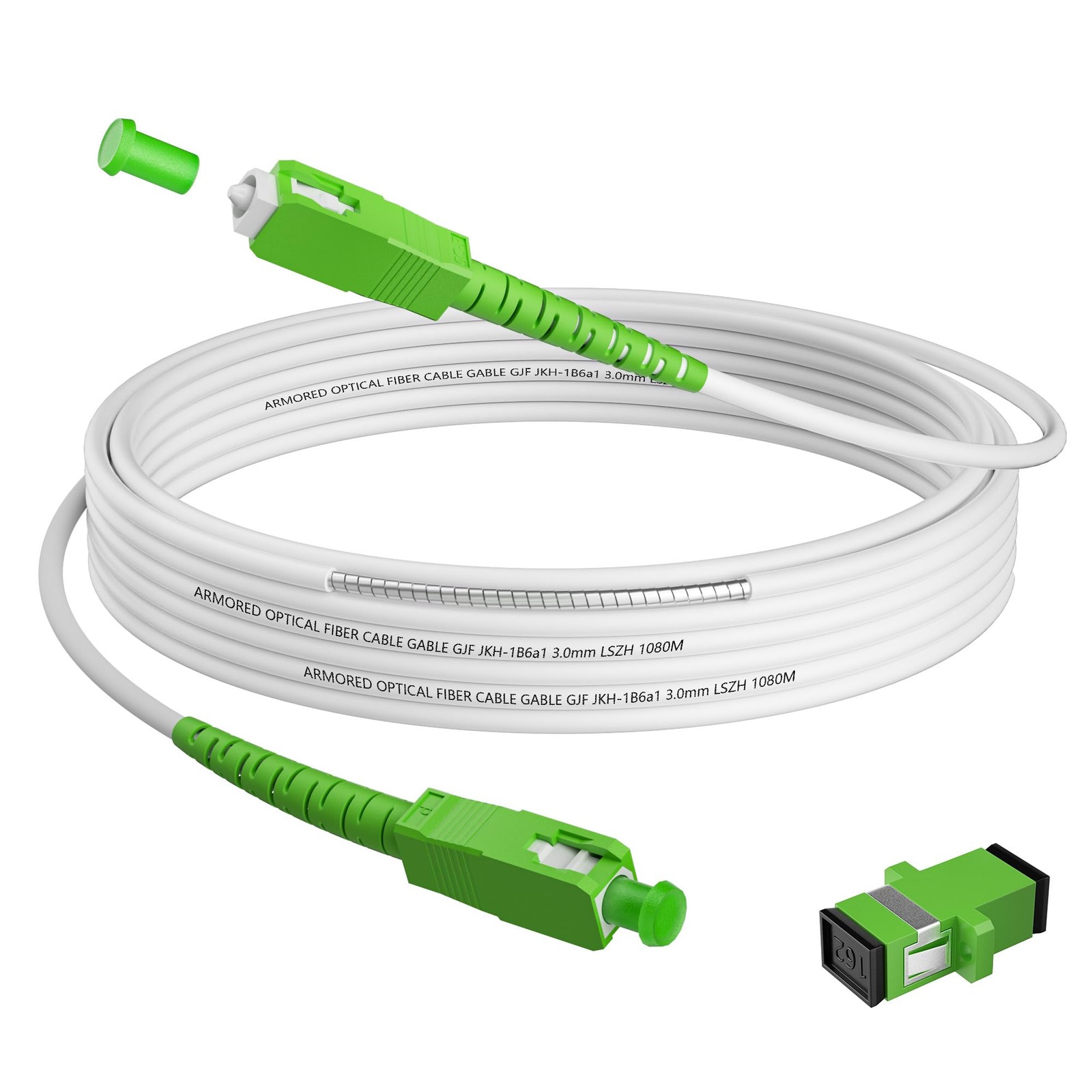 50FT SC/APC Fiber Optic Internet Cable Armored Single Mode OS1/OS2 9/125um