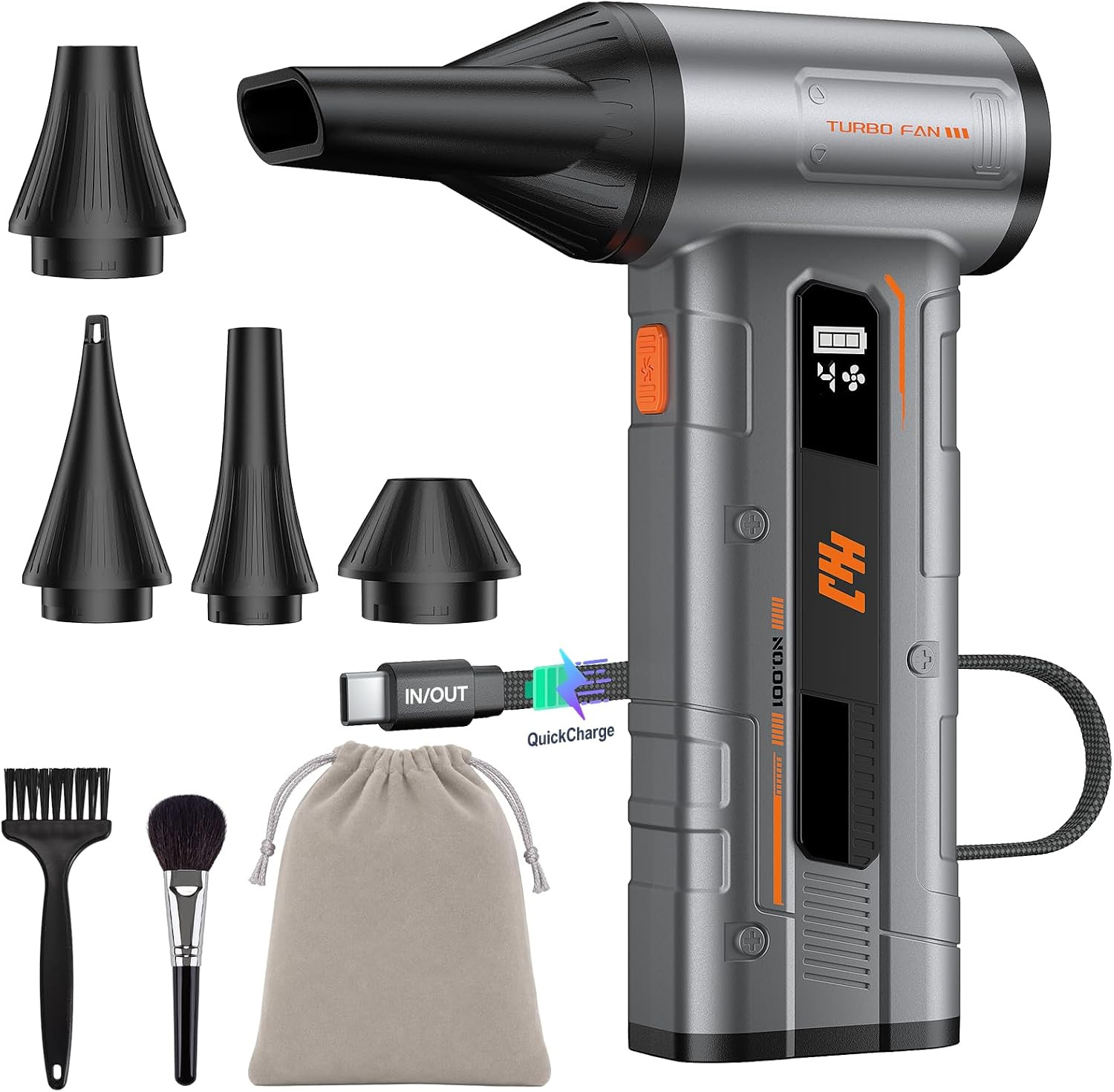 BC07 Electric Air Duster, 150,000 RPM, 20W PD Fast Charging, 30W Power Output, 4