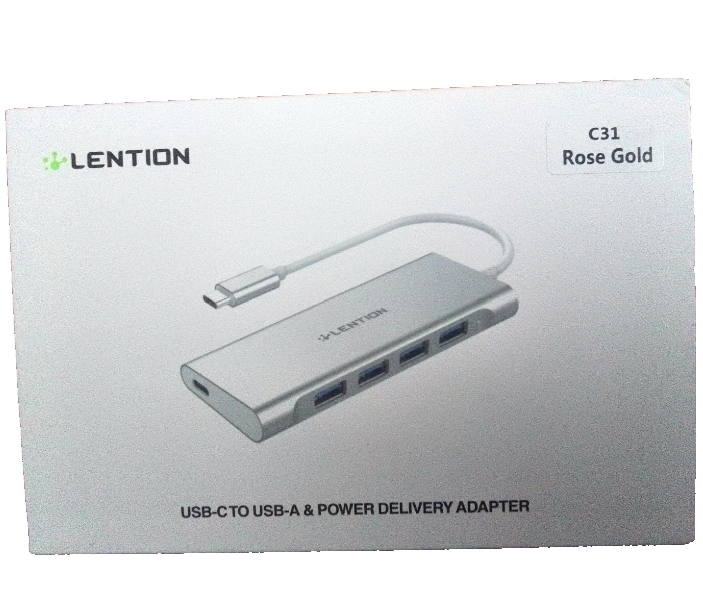Lention USB-C To USB-A And Power Delivery Adapter Rose Gold