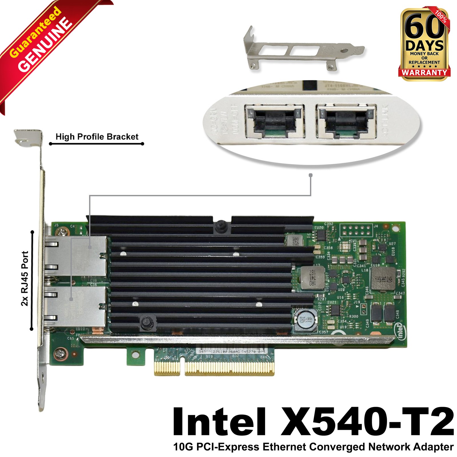 Intel X540-T2 Dual-Ports RJ-45 10GbE PCIe Low-Profile Converged Network Adapter