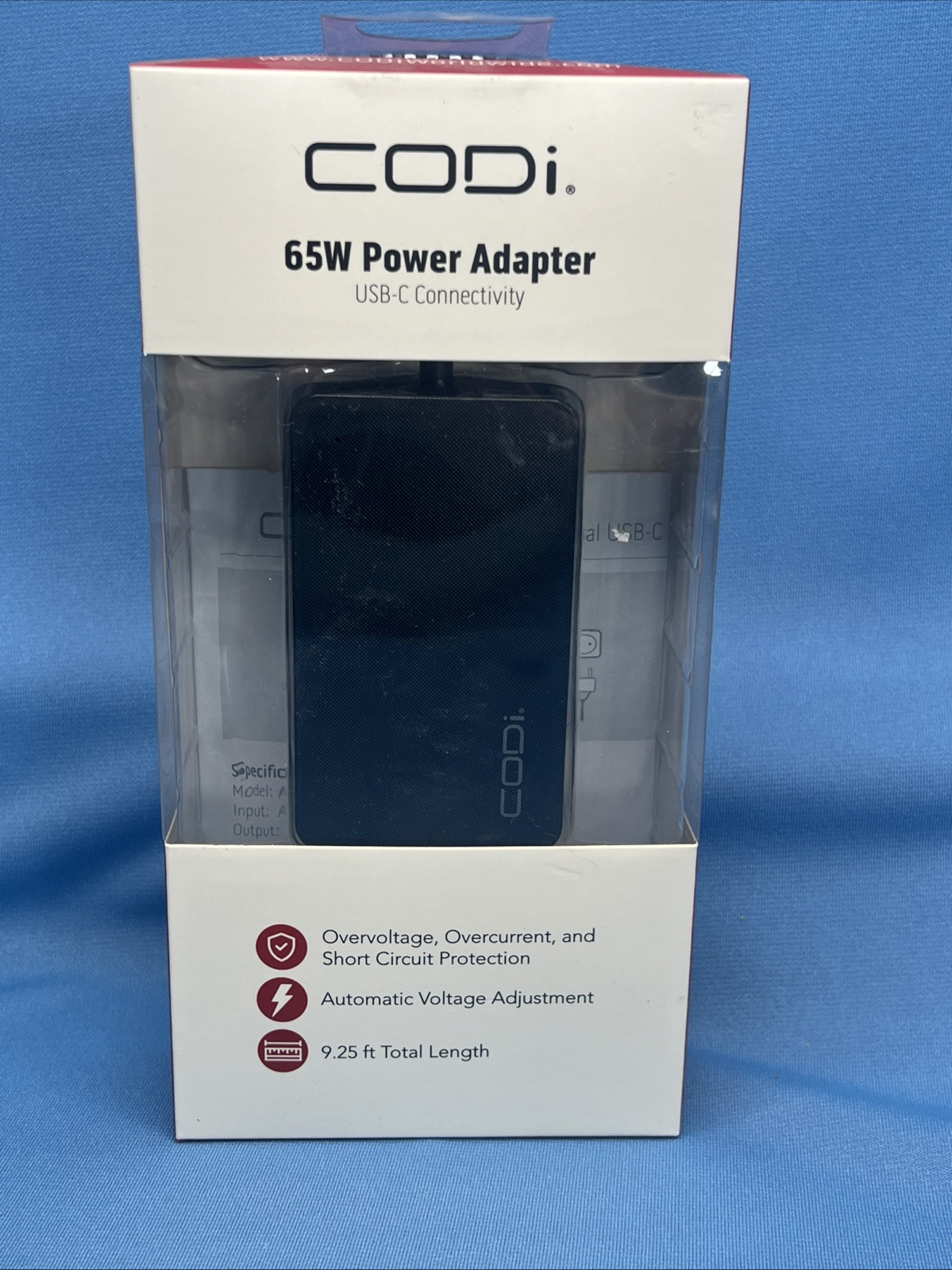 CODi 65W USB-C AC Power Adapter Universal 65W Max Voltage With Auto adjustment