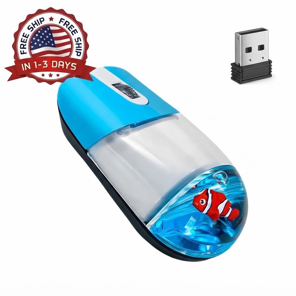 Frutiger Aero Aqua Mouse, Clear Blue USB-C Rechargeable Wireless Mouse for PC