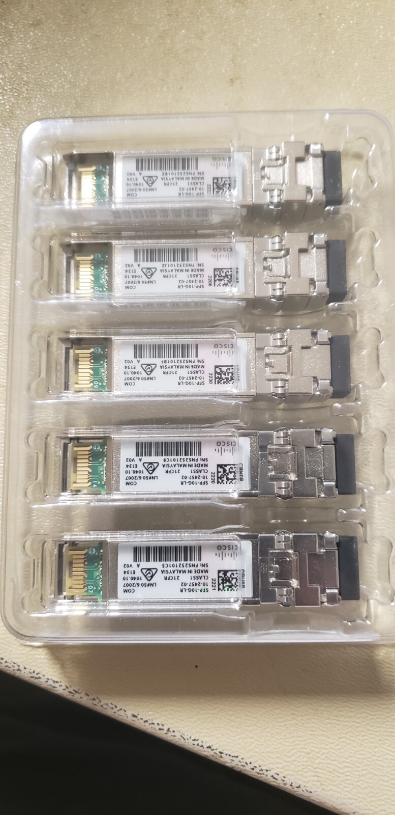 Cisco SFP-10G-LR 10 GBASE-LR SFP+ Module(10-2457-02) New 5-pack in clamshell