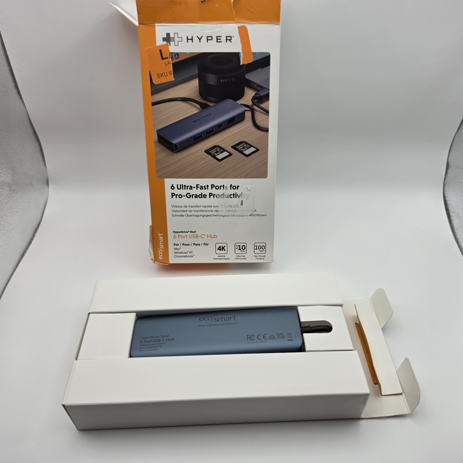 Hyper HyperDrive Next 6-Port USB-C Hub 4K HDMI 10Gbps SD PD100 HD4002 Open Box