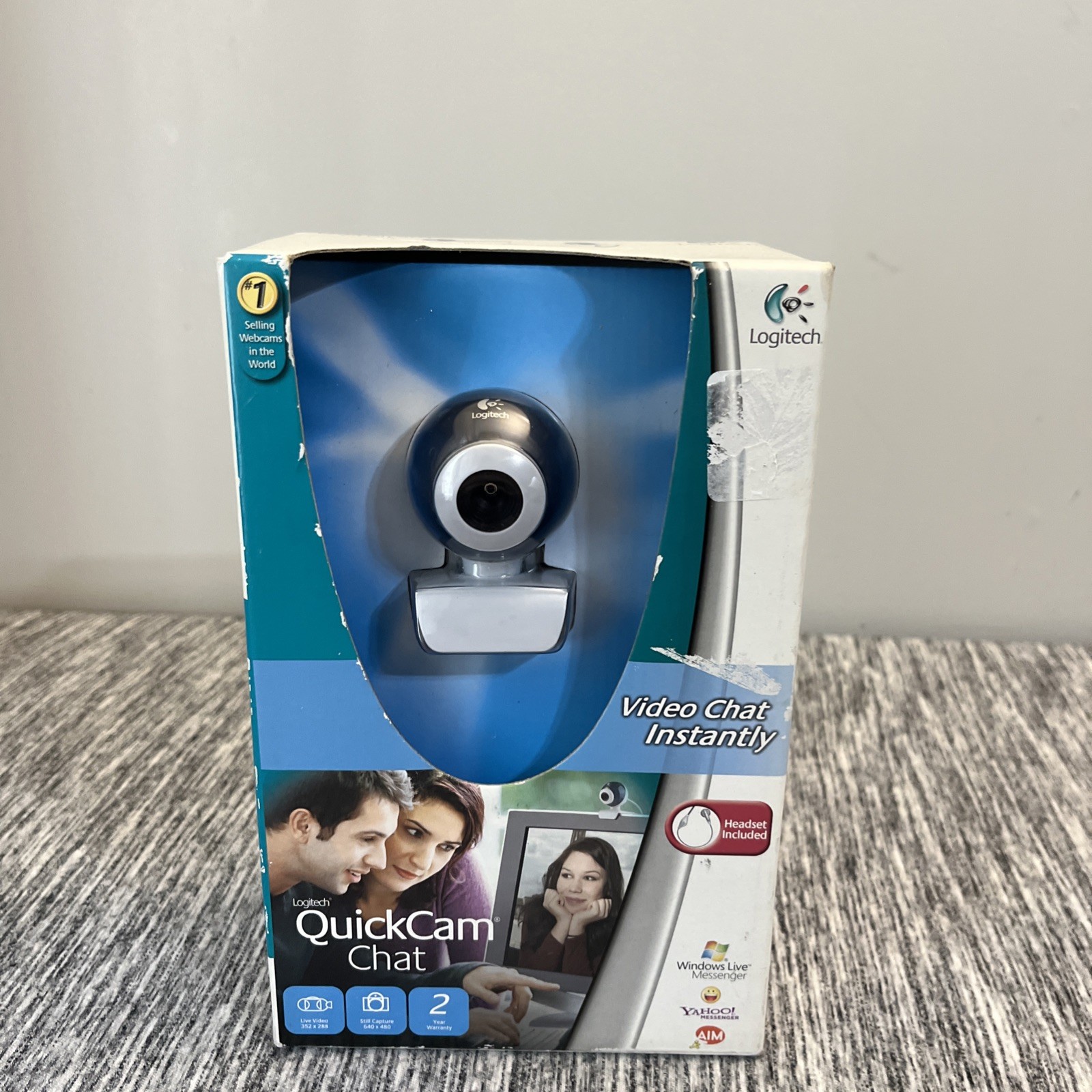 Logitech Quickcam Video Chat Web Cam Skype Headset included - NEW In Open Box