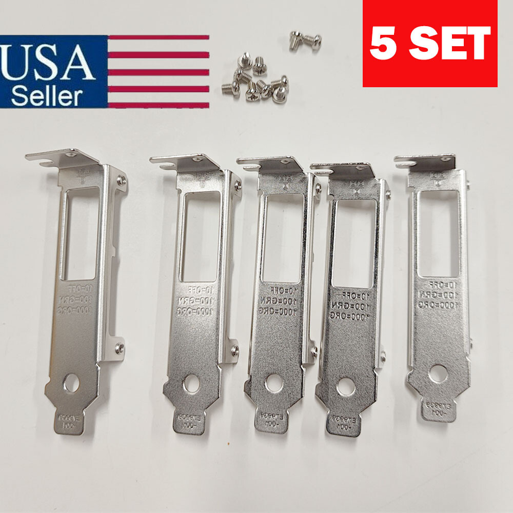5 Pack Intel Low Profile Brackets For I340-T2, I350-T2 Dual Port NIC 49Y4230 USA